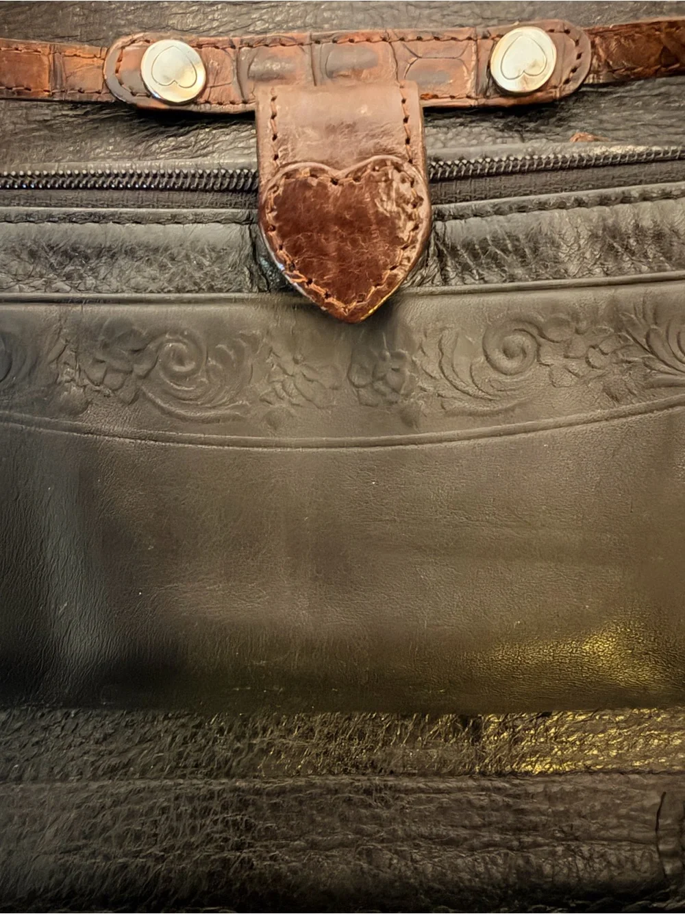 Brighton Y2K Convertible  Brown Croc-Textured Leather Crossbody Organizer Clutch